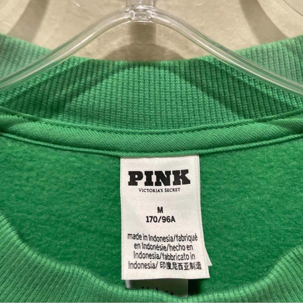 Victoria’s Secret Pink Coney Island Fleece Crewneck Sweatshirt Green Size Medium - Picture 9 of 11